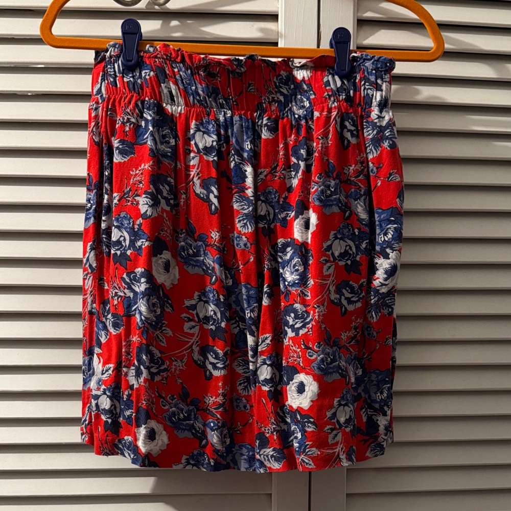 Sparkle & Fade Red and Blue Floral A-Line Skirt